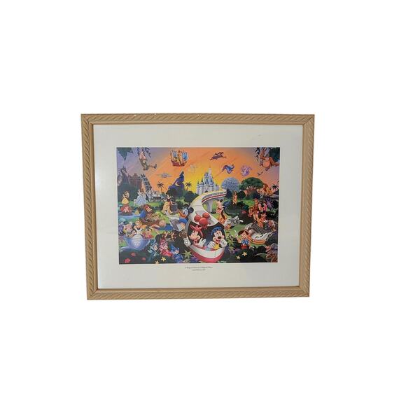 Disney Other - A Magical Time in a Magical Place Disney character print lithograph framed 2005